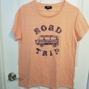 Modern Canvas Orange Heathered Road Trip Camper Van Short Sleeve Graphic T M